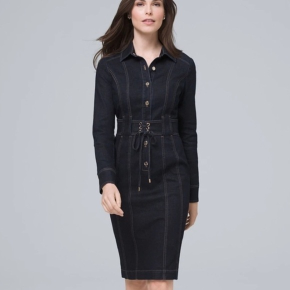 Vintage Dresses & Skirts - White House Black Market WHBM Jean/Denim Dress. LIKE NEW 2P.